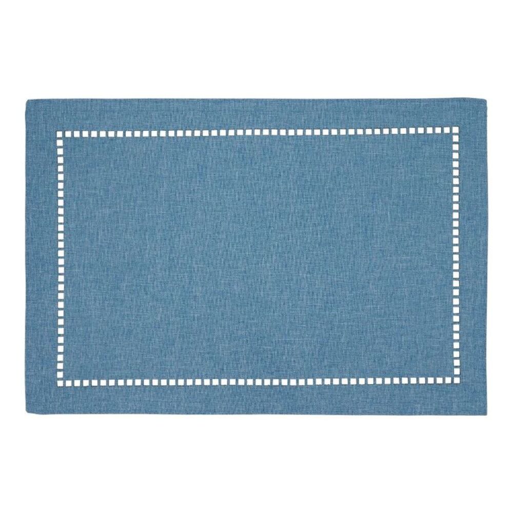 Saro Lifestyle Placemats With Laser-Cut Hemstitch Design Denim (Set of 8 pcs)
